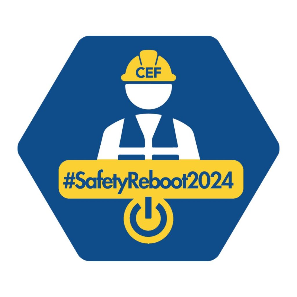 CEFNI Safety Reboot 2025 initiative logo promoting safer construction sites in Northern Ireland